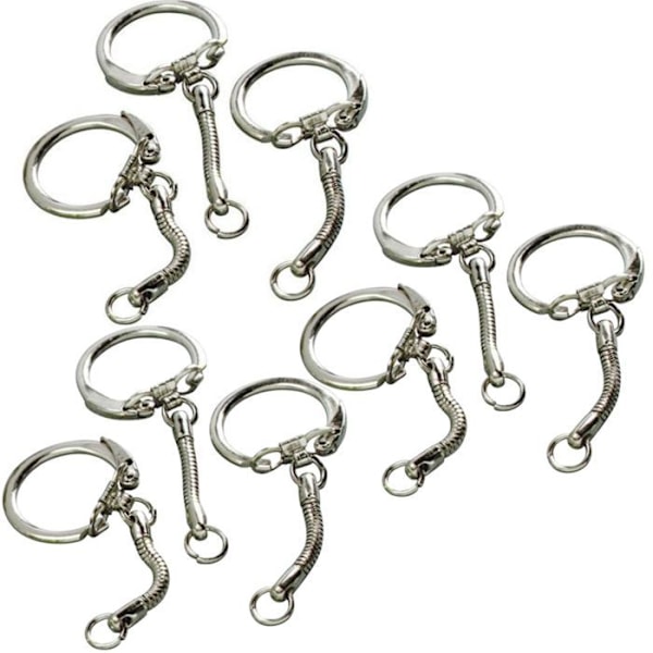 30 nøgleringe 6 cm + karabinhager Vit