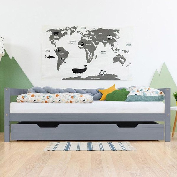 Sengskuffe med hjul - grå til seng 120 x 160 cm Grå