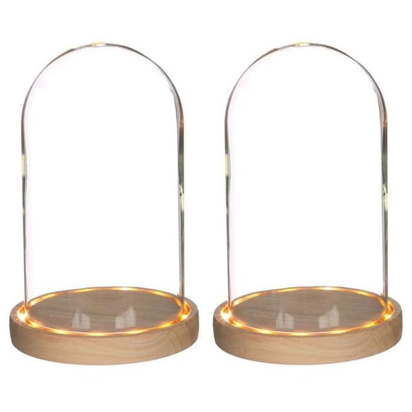 2 lysende glaskupler 21,5 cm x Ø 14 cm Transparent