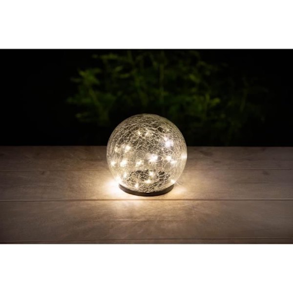 GALIX solarsfär - Krossat glaseffekt - Ø 15cm - 25 vita lysdioder Transparent