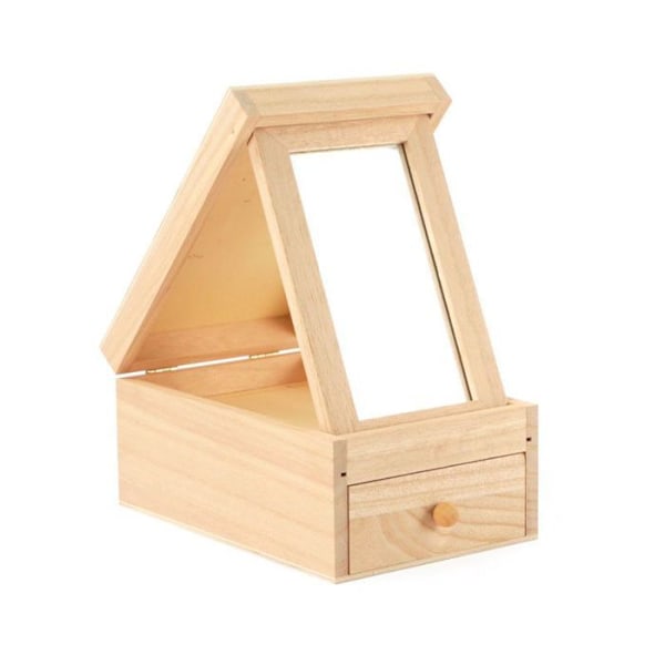 Sminkebord i træ med spejl 18 x 12 x 8,5 cm Beige