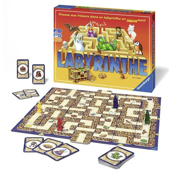 Labyrint - Ravensburger - Familiebrætspil - Skattejagt i en bevægende labyrint - Fra 7 år Gul