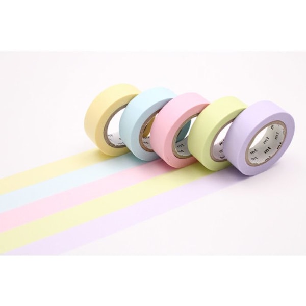 Masking Tape MT 1,5 cm Assortiment 5 kappaletta Pastelli 2 Pastell