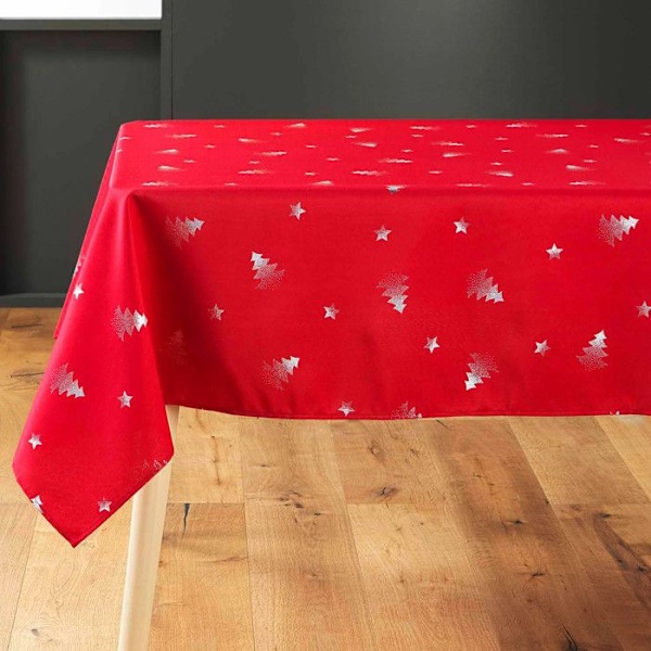 Rektangulär julduk - Fläckbeständigt / Vattentätt tyg - Silvergran - Olika storlekar - Röd - 150x300cm Blå