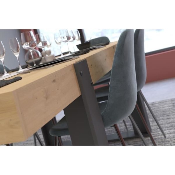 LOFT senkki + pöytäsetti - PARISOT - Artisan tammi ja harmaa - 3 ovea - 8 henkilöä Ek