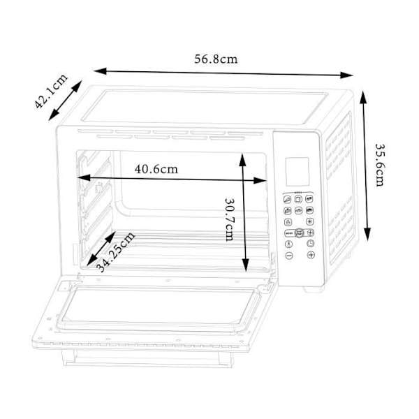 CONTINENTAL EDISON CEMF45DIG elektrisk miniovn - 45L sort - 2000W - Rotisserie, Naturlig konvektion