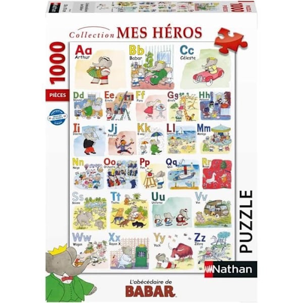 1000 brikkers puslespil Babar's ABC - Voksne og børn på 12 år og derover - My Heroes Collection - 87364 - Nathan Flerfärgad