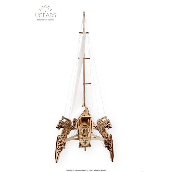 Ugears 3D Puslespil Trimaran Merihobus træskib til modelbygning kastanj