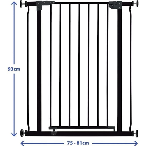 DREAMBABY Extra High LIBERTY Sikkerhedslåge - Ved tryk - L 75/81 x H 93 cm - Sort Svart