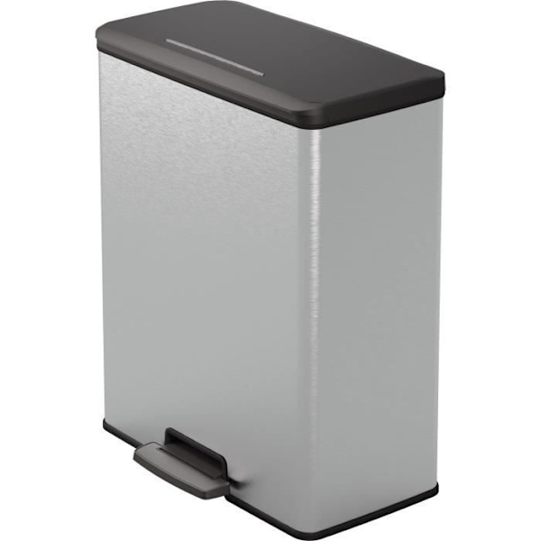Pedalspand Rektangulær - DECO BIN - 65 L - Metalgrå - Curver Metalgrå
