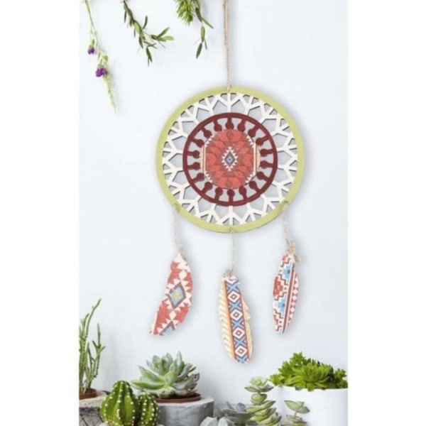 Personlig anpassad trädreamcatcher i trä - Graine Creative har vi alla talang - Fjädrar - Rektangulär Beige