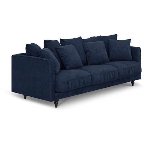 4-sits fast rak soffa - Blått tyg - Klassisk - L 212 x D 93 cm - CONSTANCE