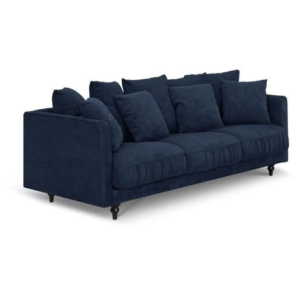 4-sits fast rak soffa - Blått tyg - Klassisk - L 212 x D 93 cm - CONSTANCE Blå