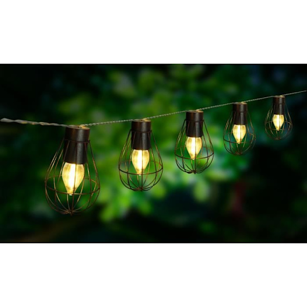 Keny solcellsburgarland - LUMIJARDIN - 10 LED-lampor - 3,8 m - Utomhus Svart