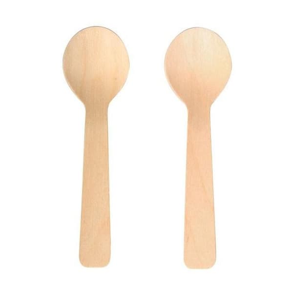 6 træskeer 10 cm beige