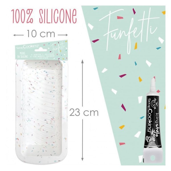 Rektangulär tårtform i silikon 27 cm + Svart glasyrpenna Svart