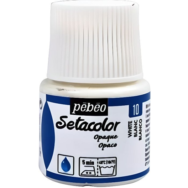 Textilfärg - Pébéo - Setacolor opak - Vit N°10 - 45ml - Intensiva och täckande färger Vit