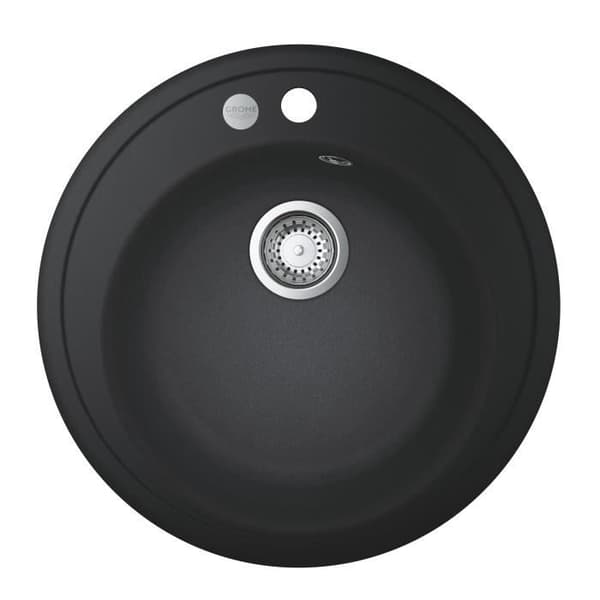 Evier komposit - GROHE - K200 - 1 skål - Indbygningsmodel - Sort - Rund Sort
