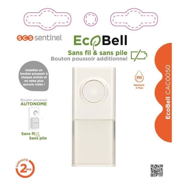 SCS SENTINEL Ekstra trykknap Ecobell CAC0050 Vit