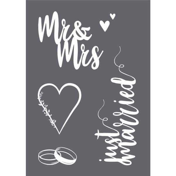 Wedding A4 screentryckstencil, 1 stencil + 1 spatel, Transparent
