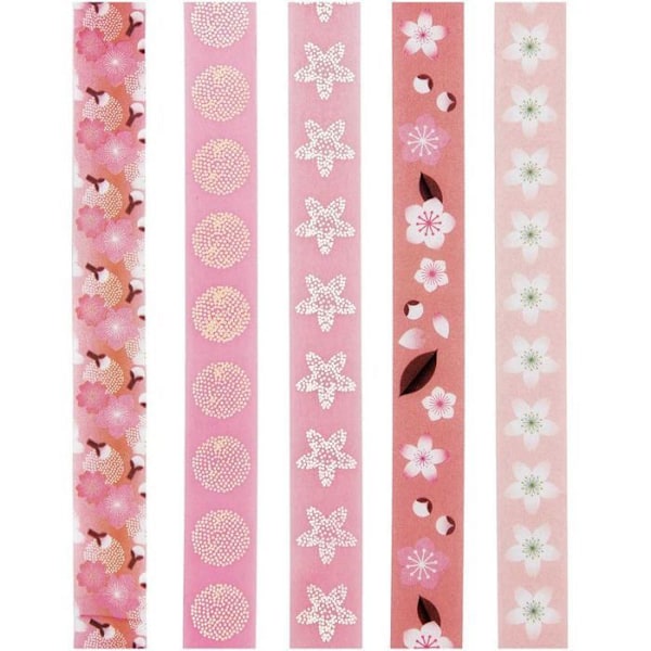 5 peittoteippiä, Sakura-kukkakuvioita, japanilainen kevät Flerfärgad