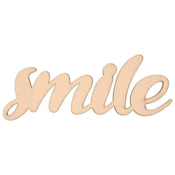Træskilt 'Smile' beige