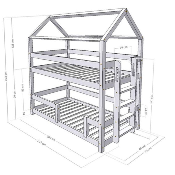 Lodge MONTY 222 cm grå stapelseng Grå