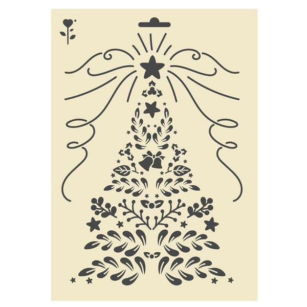 Julstencil A4 - Blomsterträd Transparent