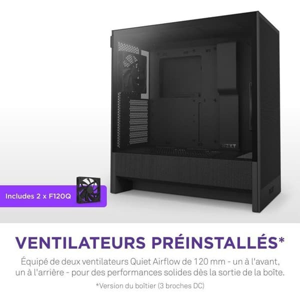 Mellanstorleks kompakt ATX-chassi - NZXT - CC-H52FB-01 - H5 Flow - Svart