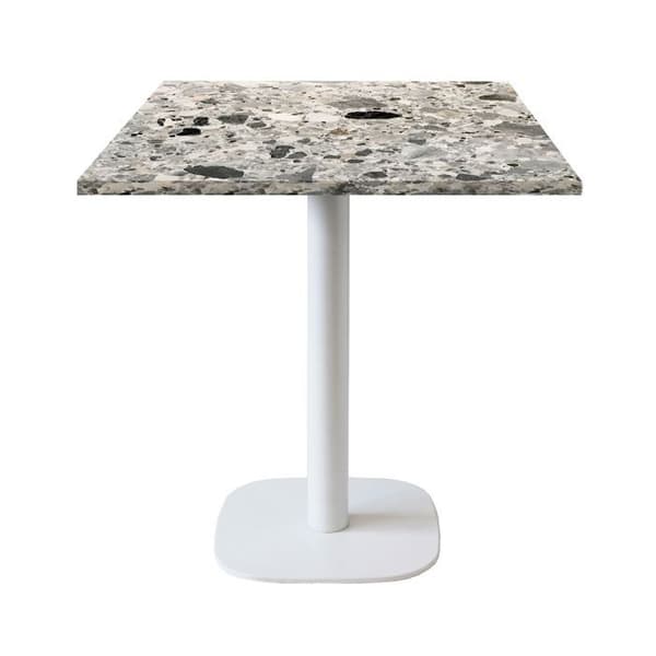 Pöytä 70 x 70 cm - malli Pyöreä valkoinen terrazzo cepp Grå