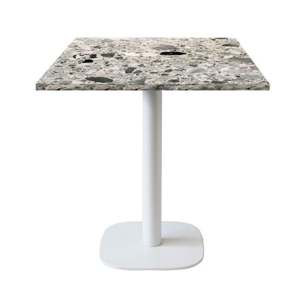 Tabel 70 x 70 cm - model Round hvid terrazzo cepp Grå