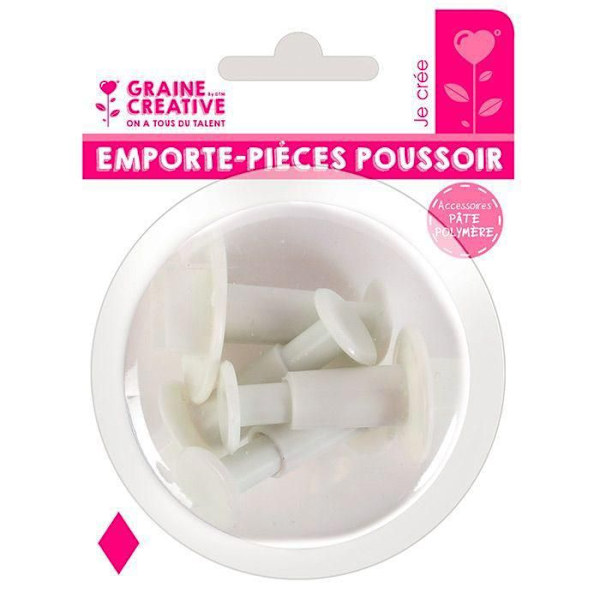 4 plastik push cookie udstikkere - Diamant Vit