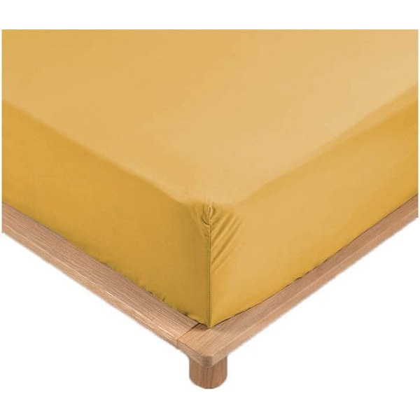 Drap Housse - Bonnet 30 Cm - Percale av Bomull - 90x190cm - Gul - 78 Trådar/cm² Antracit