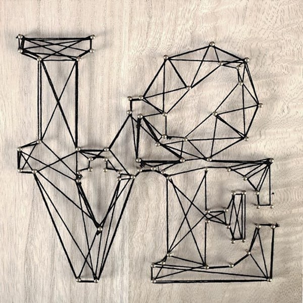 String Art box - Love wire art board 22 x 22 cm