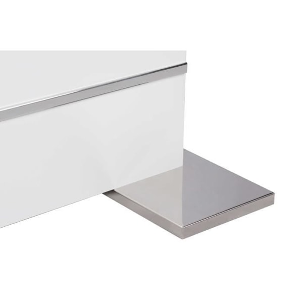 Utdragbart bord för 6-8 personer - Rektangulär - Melaminbelagd spånskiva - Mantova - Vit och aluminium - L 160- 200 x D90 x H75cm