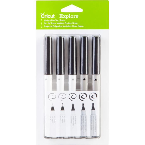 Set med 5 'Cricut' pennor Svart
