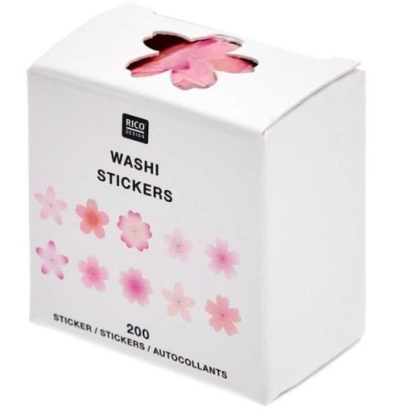 Washi klistermärken mix av rosa körsbärsblommor - RICO DESIGN - 200 stycken - Vuxen - Japansk vår