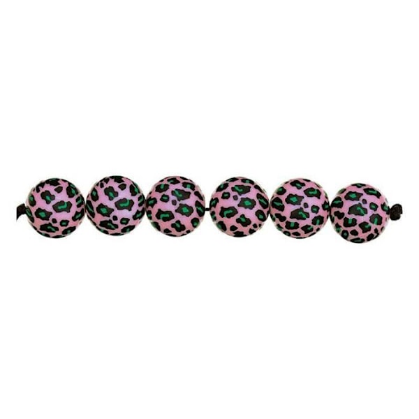 5 rosa leopärlor Ø 16 mm Rosa