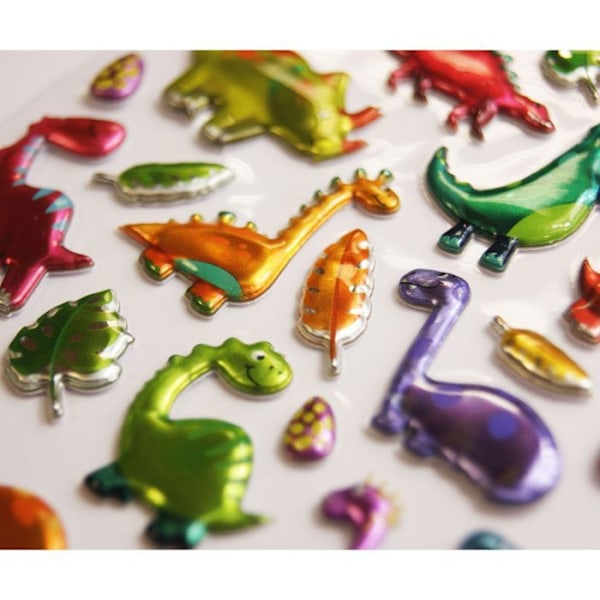 Uudelleen käytettävät tarrat - 3D-pinta - Dinosaurukset - Metallinen efekti Flerfärgad