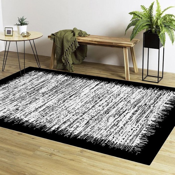 Tæppe - MANI TEXTILE - SKYGGE - Sort - 200x290 - Rutsksikker og maskinvaskbar Svart