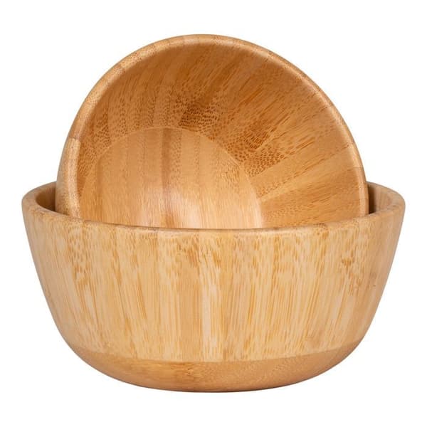 Set med 2 skålar av naturlig bambu brun