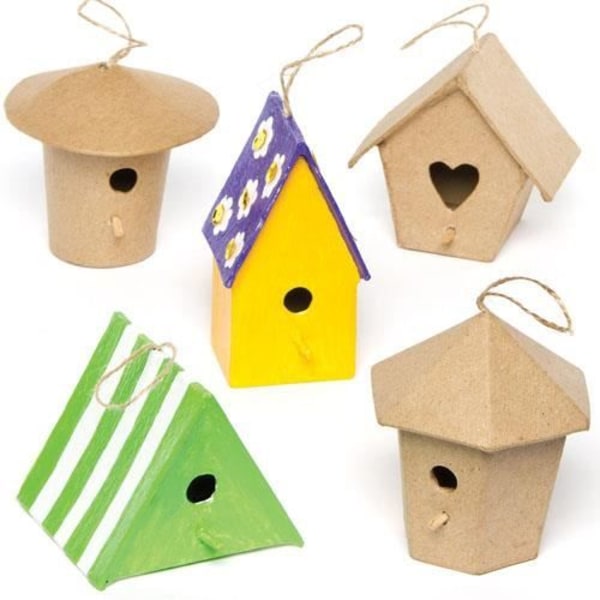 Mini Paper-Mâché Lintuhäkit, joita lapset ja aikuiset voivat koristella ja kaunistaa (6 kpl)