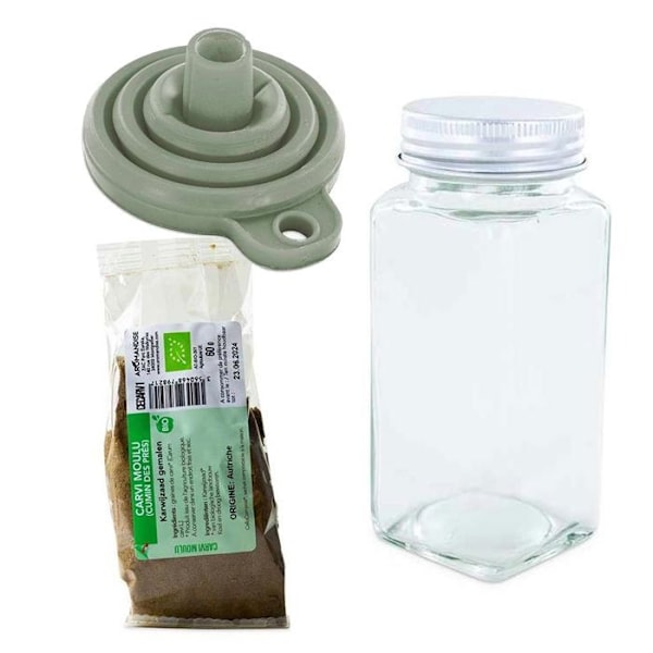 Maustejauhepullo + suppilo + jauhettu kumina 60 g