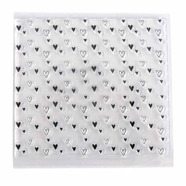 Klare stempler - Hjerter baggrund, 102,5x97 mm, 1 design, 1 ark Transparent