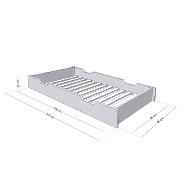 Sänglåda 90 x 200 BUDDY - salviagrön - Granträ - Underbäddsförvaring Grön