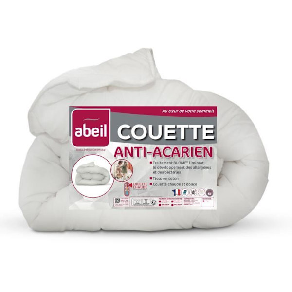 Kvalsterskydd - 220 x 240 cm - Varmt - 400 g/m² 2 personer - Vit - ABEIL Vit