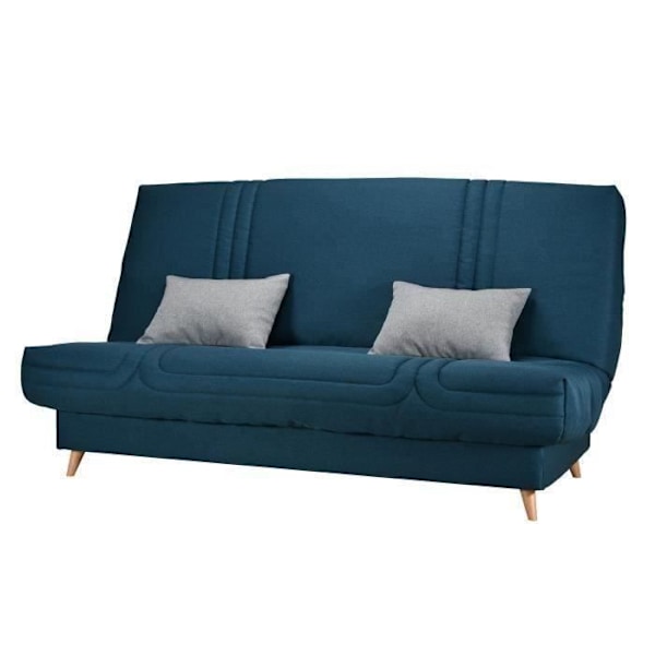 COMFORT BULTEX Clic clac 3 steder - Blåt stof - Fremstillet i Frankrig - L 192 x D 95 x H 101 - MONA Mörk ankblå