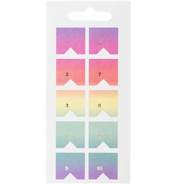 Klistermærker - Rico Design - Papir Poesi - Rainbow Tabs - 10 ark - Multicolor Flerfärgad