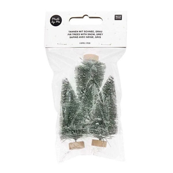 Set med 3 gröna träjulgranar 7 cm Grön