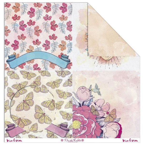 Frida Kahlo kreativt papper - blommor och fjärilar Flerfärgad